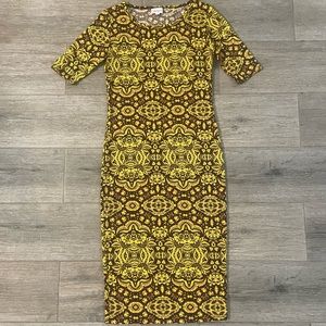 Lularoe Julia Dress- Yellow/Red
